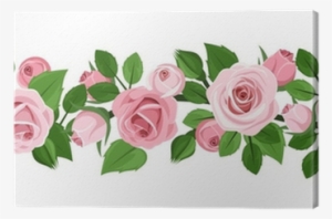Horizontal Seamless Background With Pink Roses - Rose Sfondo Trasparente