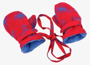 Bright Red Mittens On String For Toddler - Boy