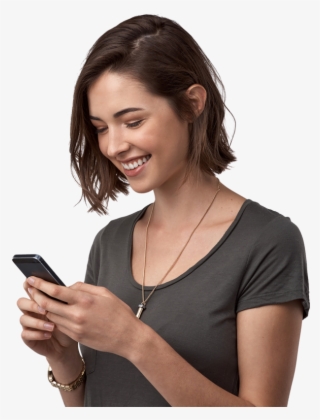 Young Woman Using The Latest Smartphone - Girl Smartphone Png