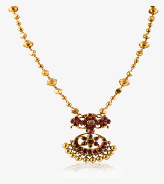 Vintage Ruby Flower Necklace - Gold Gold Plated Rudraksha Malas