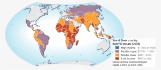 World Map With World Bank Country Income Groups - Gross National Income Map