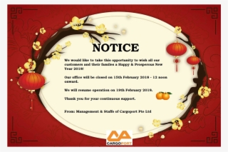 Chinese New Year, Happy Chinese New Year, Holiday, - Christmas And New Year Closing Notice