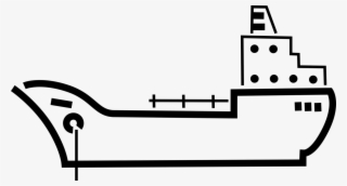 Vector Illustration Of Ocean Transport Cargo Ship Or