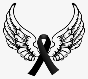 Alas De Ángeles A Los Lados Del Moño De Luto - Black Ribbon With Wings