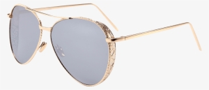 Vintage Metal Frame Carved Pilot Sunglasses