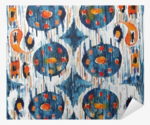 Ikat Seamless Bohemian Ethnic Pattern In Watercolour - Blue Circle Balinese Ikat Print Mini Backpack Ikat Seamless Bohemian Ethnic Pattern In Watercolour - Blue Circle Balinese Ikat Print Mini Backpack