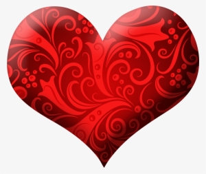 Red Heart With Ornaments Png Clipart Picture - Red Heart Png