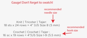 It Is Standard To Talk About Gauge, Or Number Of Stitches - Carmine