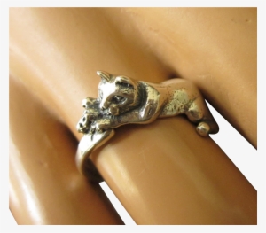 Sterling Cat With Ball Of Yarn Ring, Size - Jaguar