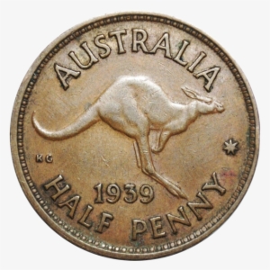 Scarce 1939 Australian Halfpenny Kangaroo Reverse Very - Coin