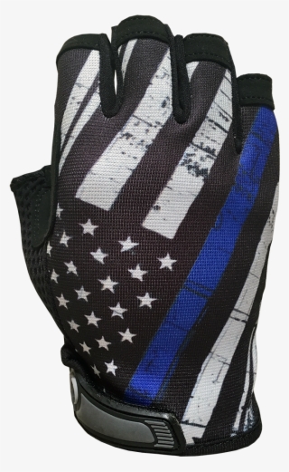 Blue Line 1/2 Finger Flag - Thin Blue Line Gloves