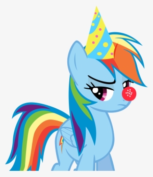 Chromadancer, Clown Nose, Hat, Party Hat, Rainbow Dash, - Rainbow Dash With A Party Hat