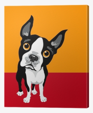 Funny Illustration Of Boston Terrier Canvas Print • - Boston Terrier Sleep Vector