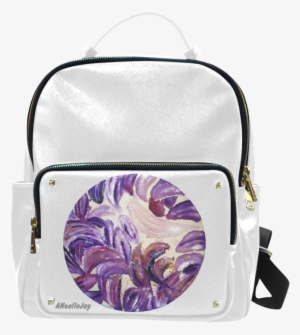 Purple Leaves With Gold Flakes Campus Backpack/small - Purple Leaves With Gold Flakes Backpack By Anoellejay