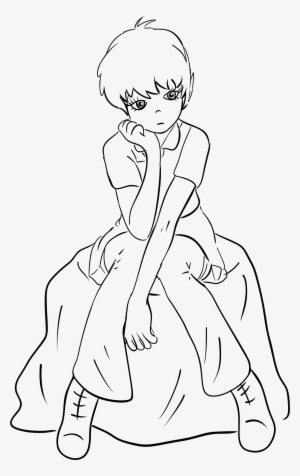 This Free Icons Png Design Of Sad Girl Line Art