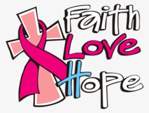 Faith Love Hope With Pink Ribbon Design With Rhinestone,