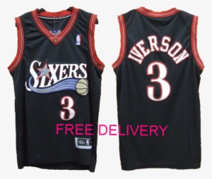 Budget Allen Iverson Sixers Jersey - Black Allen Iverson Philadelphia 76ers 3 Jersey Adult