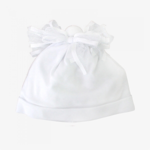 White Hat With Bows In Lace