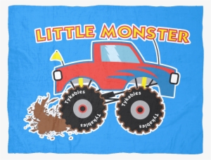 Little Monster Truck Blue Fleece Baby Blanket Blankets - Bedding