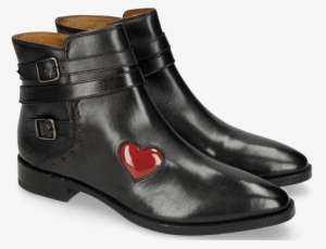 Ankle Boots Candy 5 Black Heart Patent Red - Motorcycle Boot