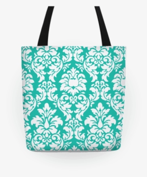Mint Damask Tote - Azul Turquesa Y Marron