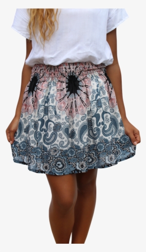 White Mandala Short Mini Skirt Bohemian Island - Skirt