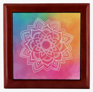 "zen Joy" White Mandala On Joyful Colors Wooden Jewelry