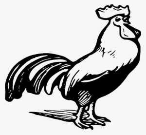 Gorgeous Black-ink Crying Rooster Tattoo Design - Rooster Clipart Black And White Png