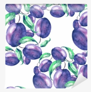 Sprig Plums With Leaves, Hand Drawing, Watercolor - Śliwki Wzory