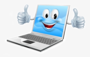 Laptop With A Cartoon Smiley Face On The Screen Giving - Cartoon Computer