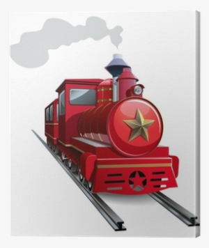 Old Steam Locomotive With Golden Star, Vector Canvas - Meios De Transporte Terrestre