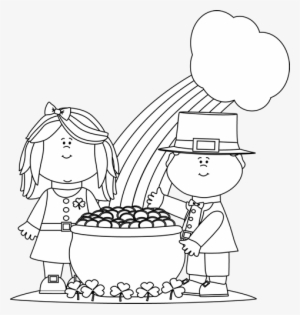 Black And White Saint Patrick's Day Children Clip Art - Black And White St Patricks Clip Art