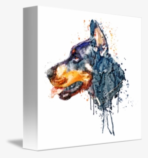 "doberman Head" By Marian Voicu, Bucharest // Watercolor - Head