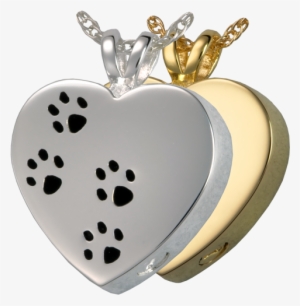Paw Prints On My Heart Pet Jewelry Shown In Silver