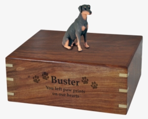 Wholesale Doberman Pinscher, Red Sitting Urn Engraved - Dog Catches Something