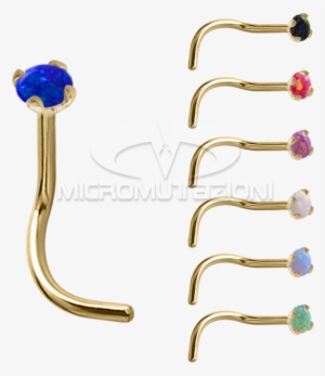 18k Gold Prong Set Opal Nose Stud Nose Studs & Rings - Prong Setting