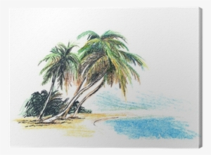 Drawing Beach With Palm Trees - Dessin De Palmier Sur La Plage