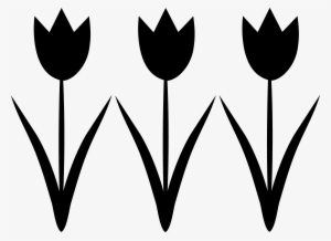 Three Tulips Silhouette Design - Tulip Clipart Black And White