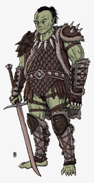 Orc Drawing - Male Half Orc Barbarian