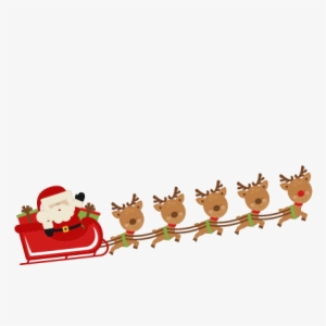 Santa And Reindeer Flying Png - Cute Santa And Reindeer