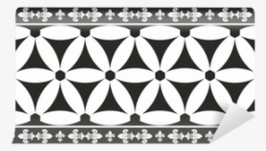 Seamless Black And White Gothic Geometrical Floral - Black
