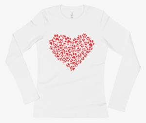 Ladies' Animal Lover Dog Cat Paws Heart Long Sleeve