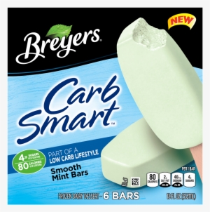 A 6 Pack Carton Of Breyers Carbsmart Smooth Mint Bar - Breyers Light Ice Cream, Chocolate, Lactose Free -