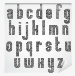 Geometric Bold Poster Letters Font, Hand Drawn Lines - Monochrome