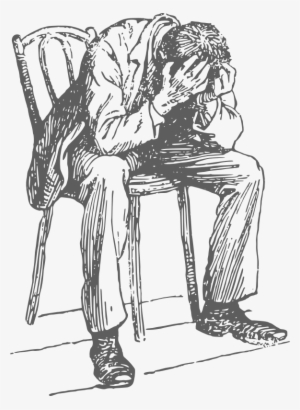 Vector Royalty Free Stock Clipart Desperate Man Medium - Man Sitting In Chair Drawing