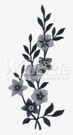 Black Large Flower - Embroidery