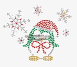 Cute Christmas Penguin Hot Fix Rhinestone Transfer - Illustration