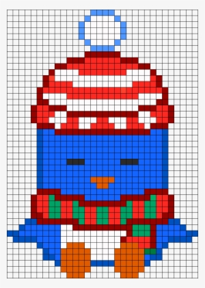 Christmas Penguin 2 Perler Bead Pattern / Bead Sprite - Leeuwarden