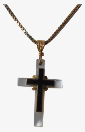 Gorgeous Antique Enamel Mother - Gorgeous Antique Enamel & Mother Of Pearl Cross