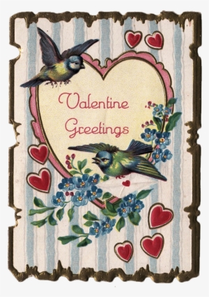 This Is A Cute Vintage Valentine With 2 Little Birds, - Vintage Valentine Clip Art